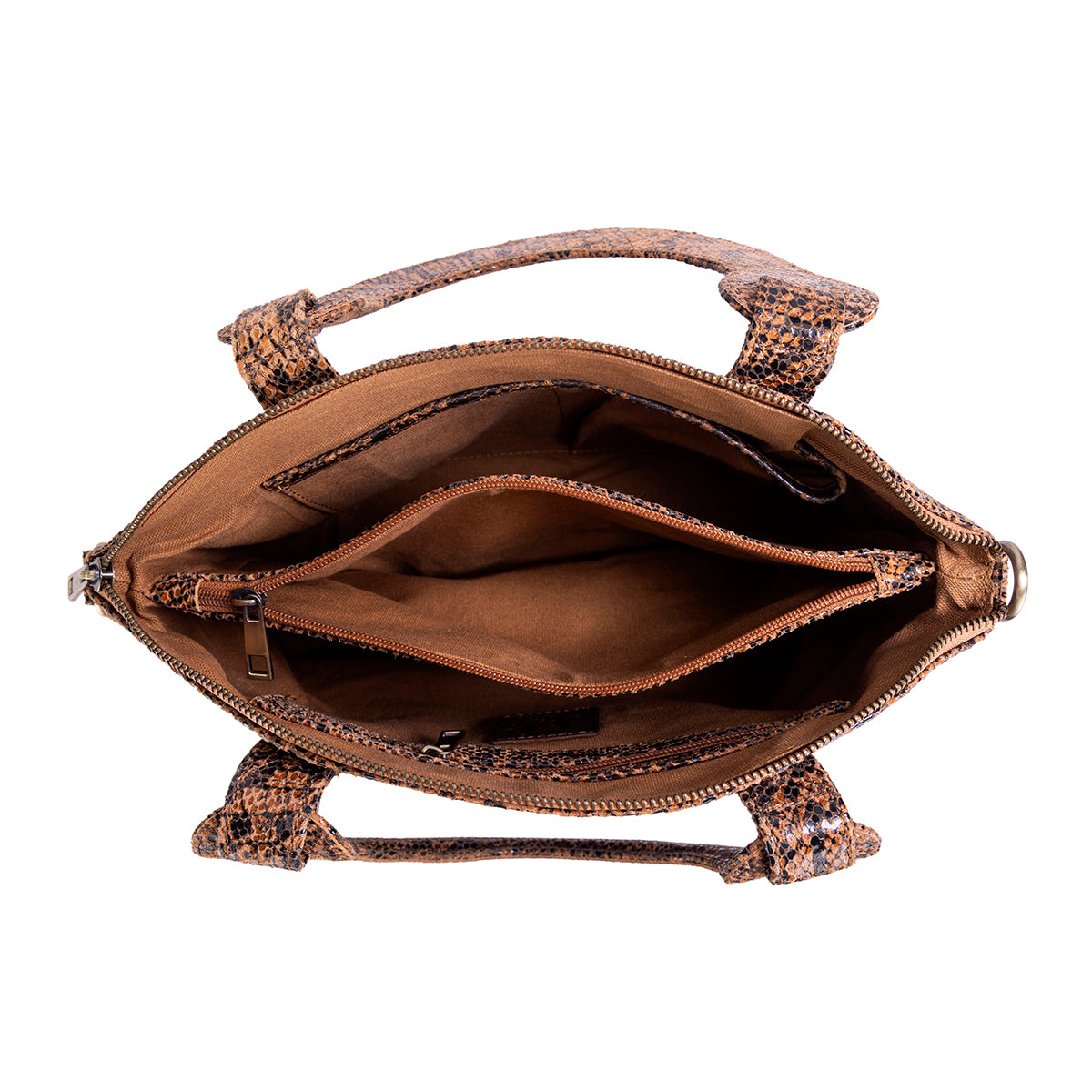 Abelardo Deluxity Brown Snake Print Top-Handle Bag ABELARDO DE MODA