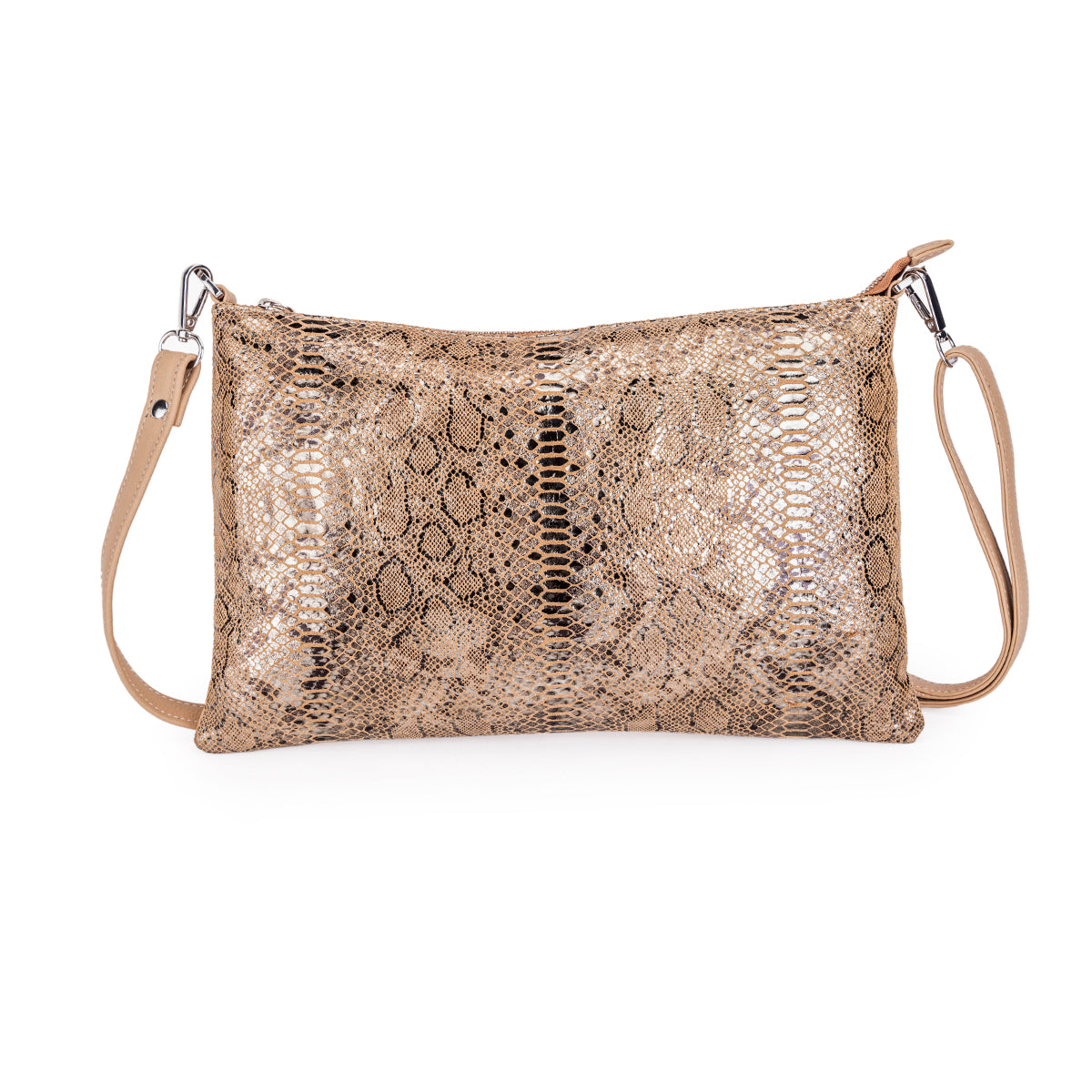 Abelardo Cinzel Beige Metallic Shoulder Bag ABELARDO DE MODA
