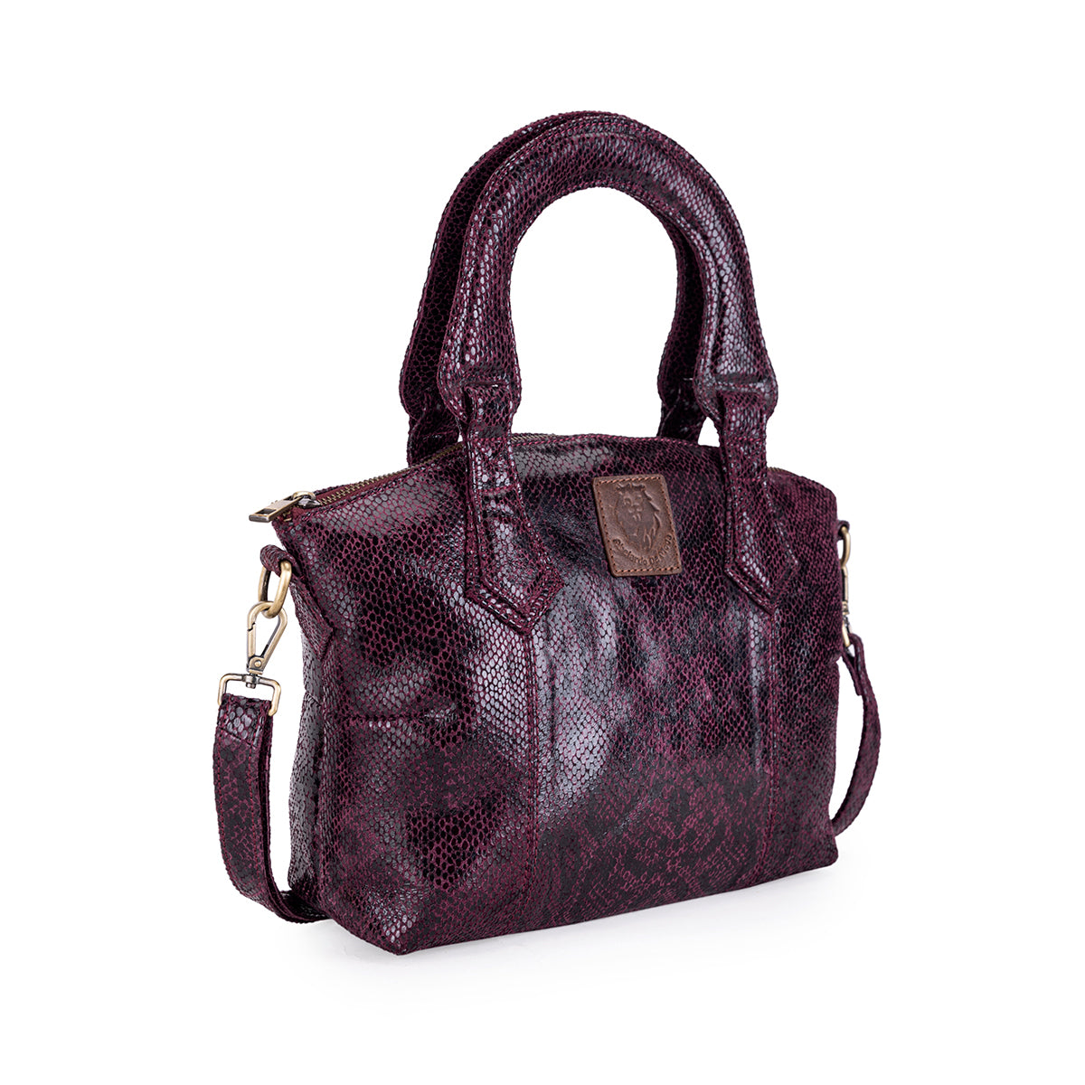 Abelardo Deluxity Wine Snake Print Top-Handle Bag ABELARDO DE MODA