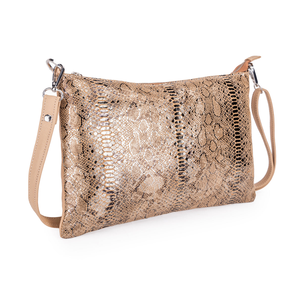 Abelardo Cinzel Beige Metallic Shoulder Bag ABELARDO DE MODA