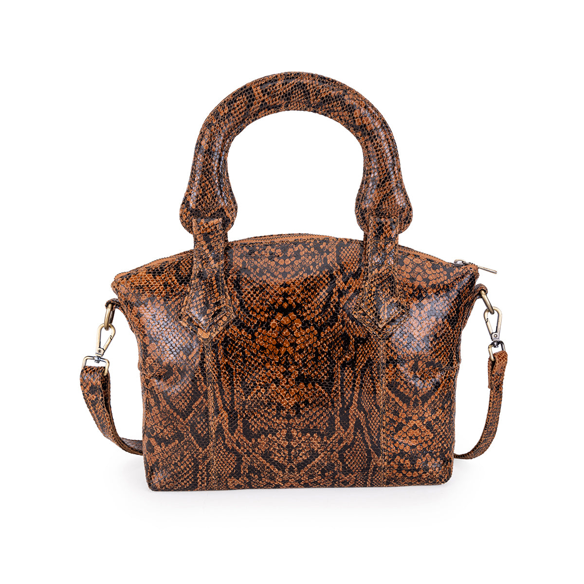 Abelardo Deluxity Brown Snake Print Top-Handle Bag ABELARDO DE MODA