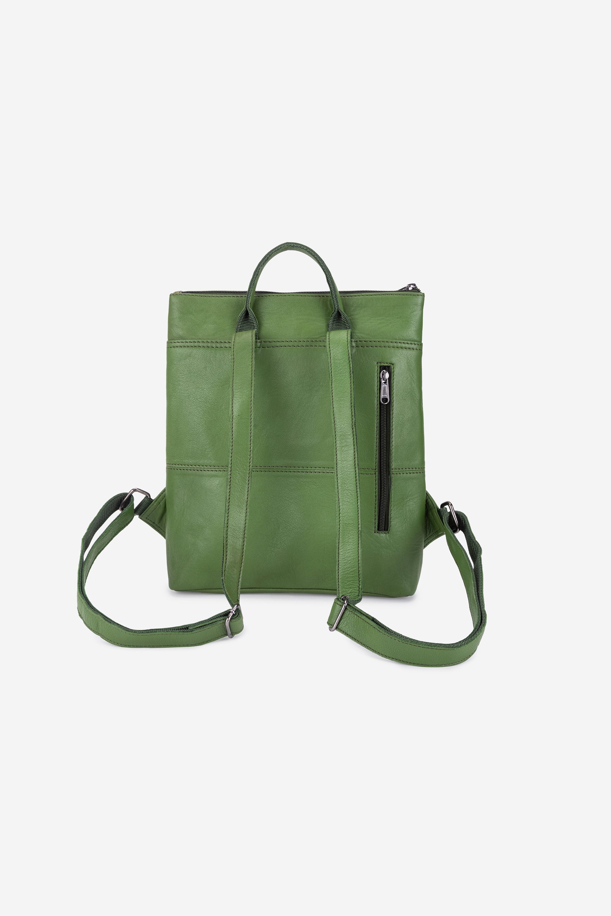 Ithaca Olive Leather Backpack Abelardo de moda