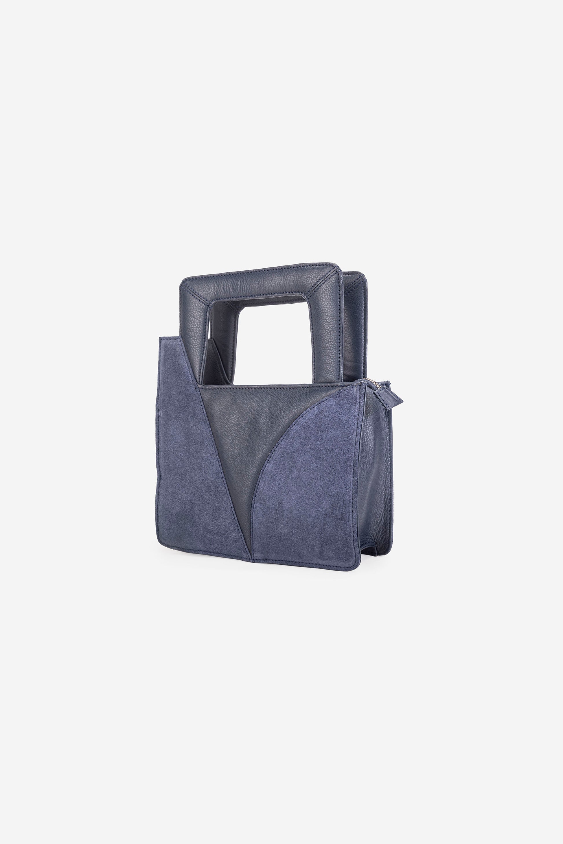 Abelardo Camile Blue Leather Geometrical Design Hand Bag ABELARDO DE MODA