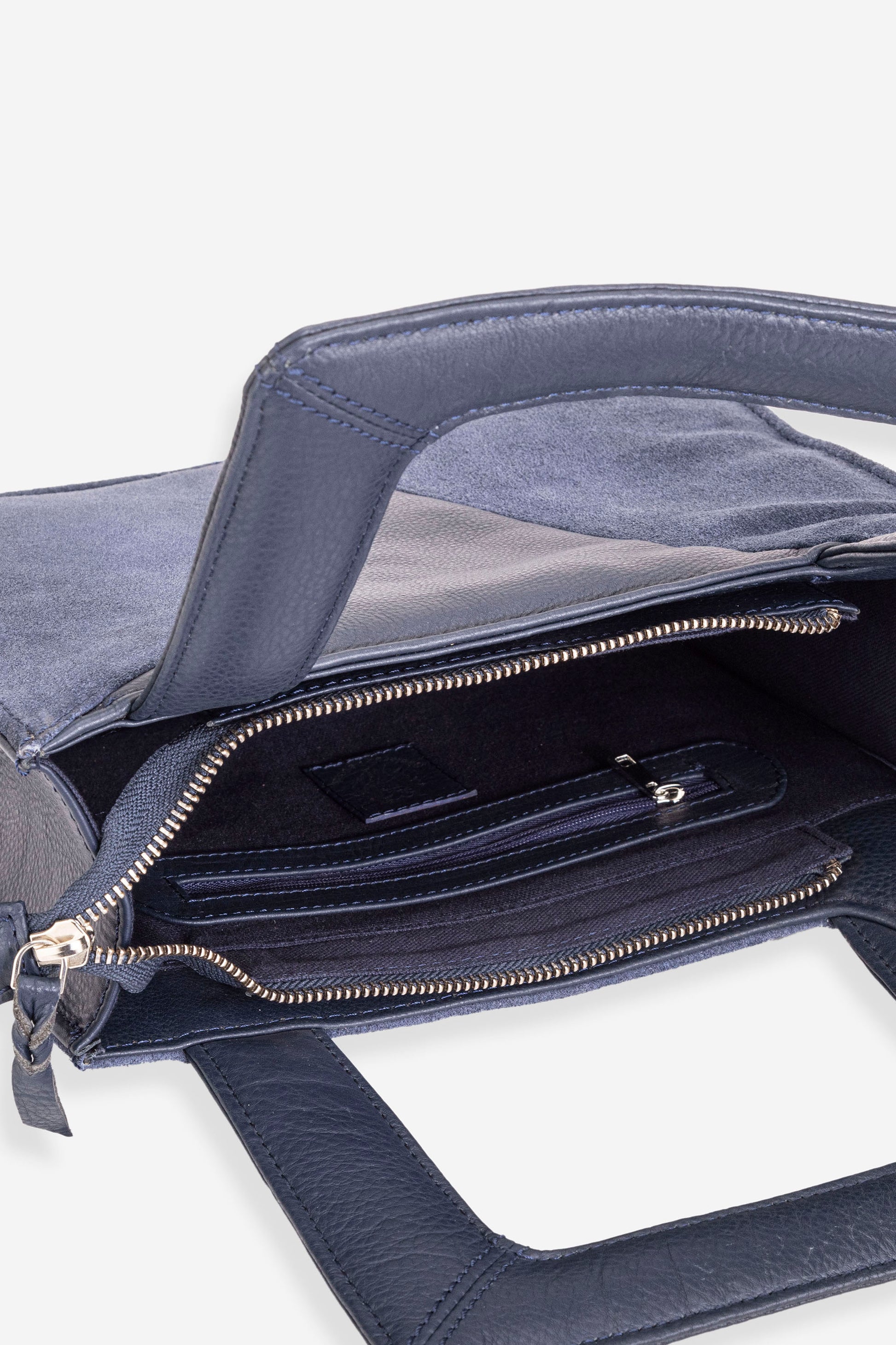 Abelardo Camile Blue Leather Geometrical Design Hand Bag ABELARDO DE MODA