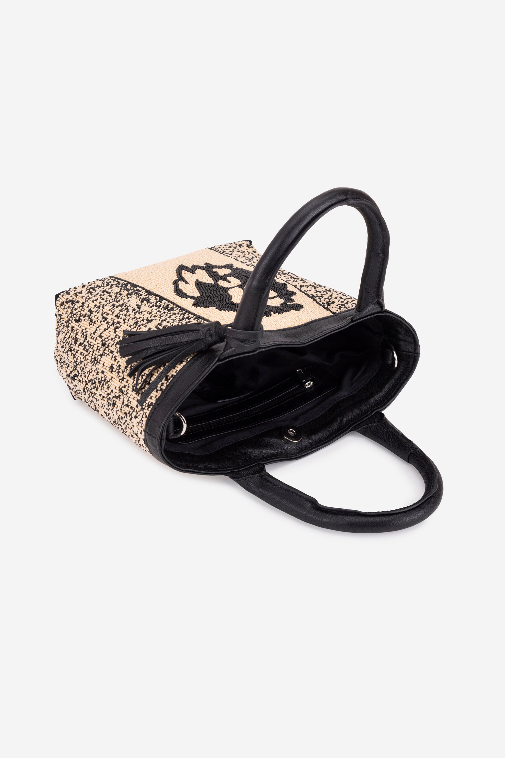 ECO-CONSCIOUS HELEN BLACK/CREAM HANDBAG ABELARDO DE MODA