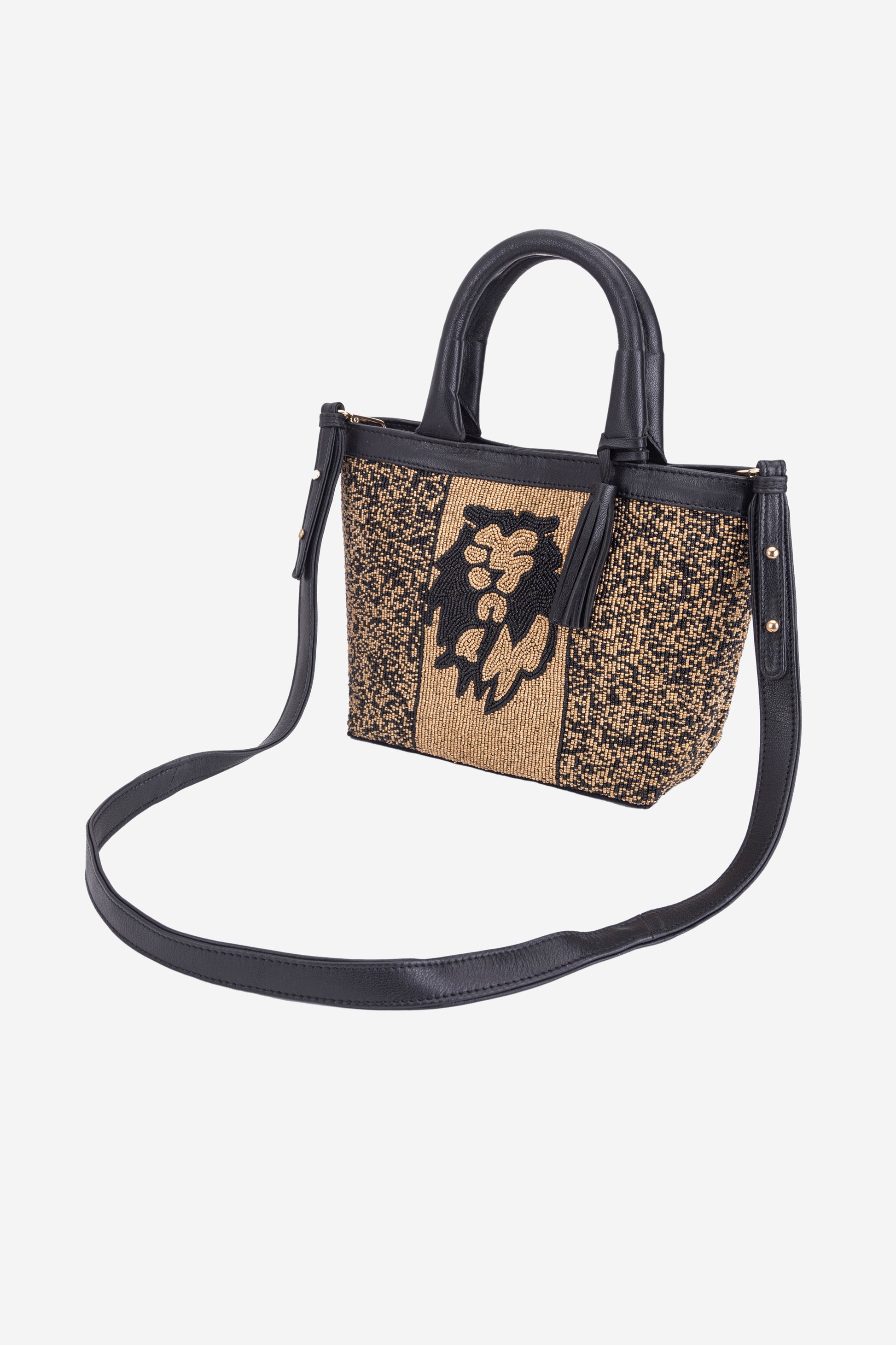 ECO-CONSCIOUS HELEN BLACK/GOLD HANDBAG ABELARDO DE MODA