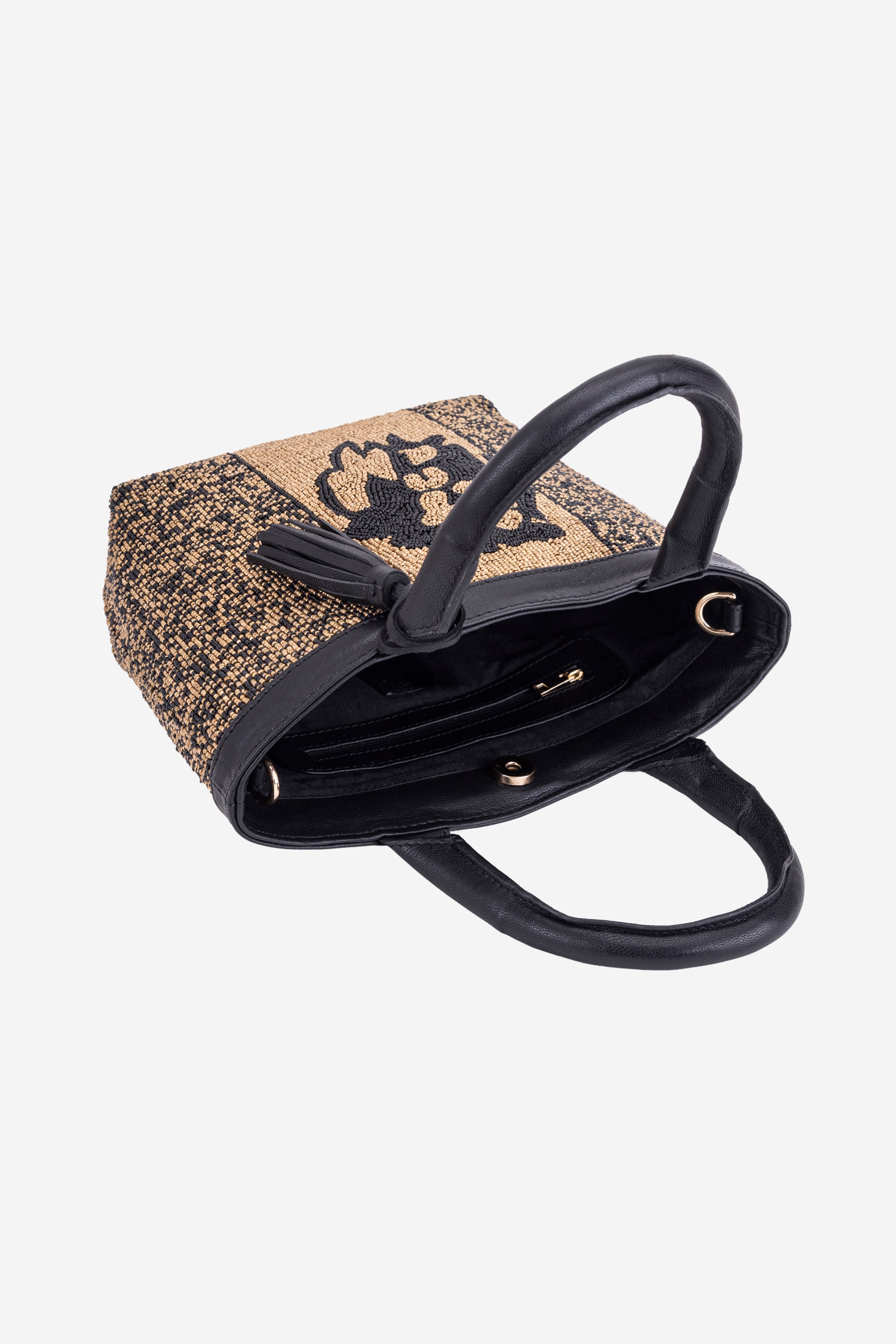 ECO-CONSCIOUS HELEN BLACK/GOLD HANDBAG ABELARDO DE MODA