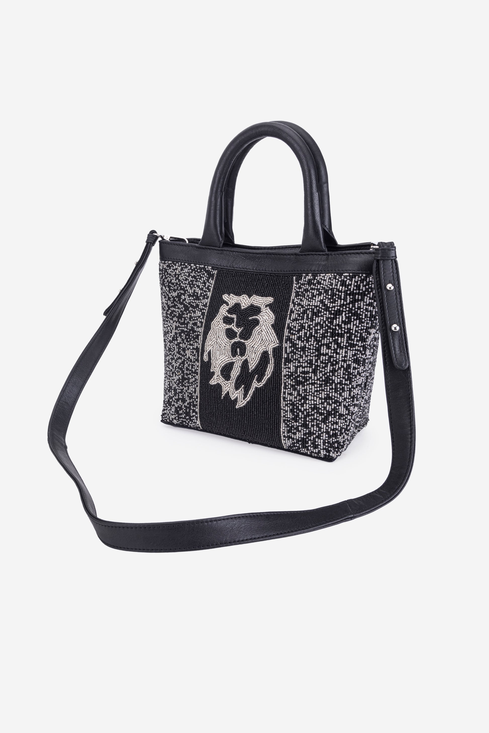 ECO-CONSCIOUS HELEN BLACK/SILVER HANDBAG ABELARDO DE MODA