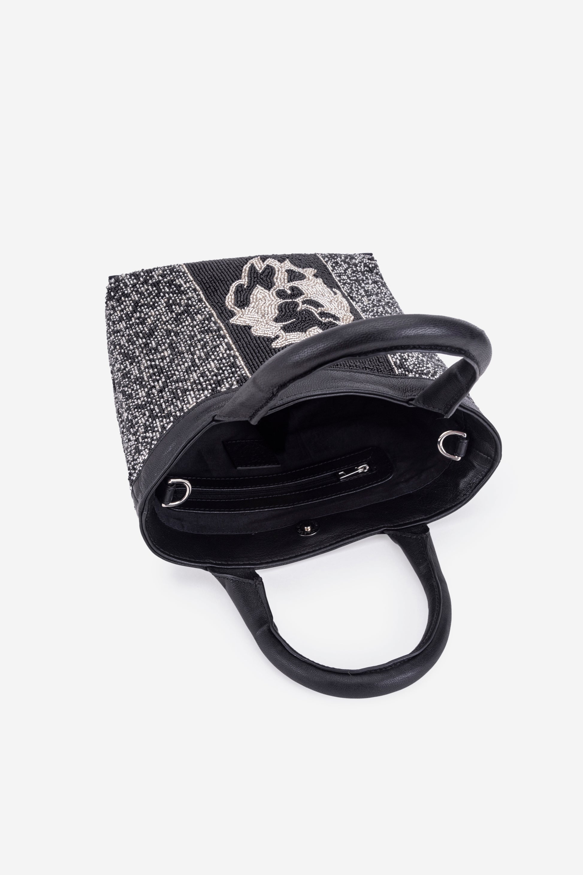 ECO-CONSCIOUS HELEN BLACK/SILVER HANDBAG ABELARDO DE MODA