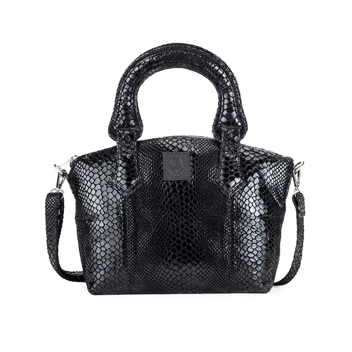 Abelardo Deluxity Black Snake Print Top-Handle Bag Abelardo de moda