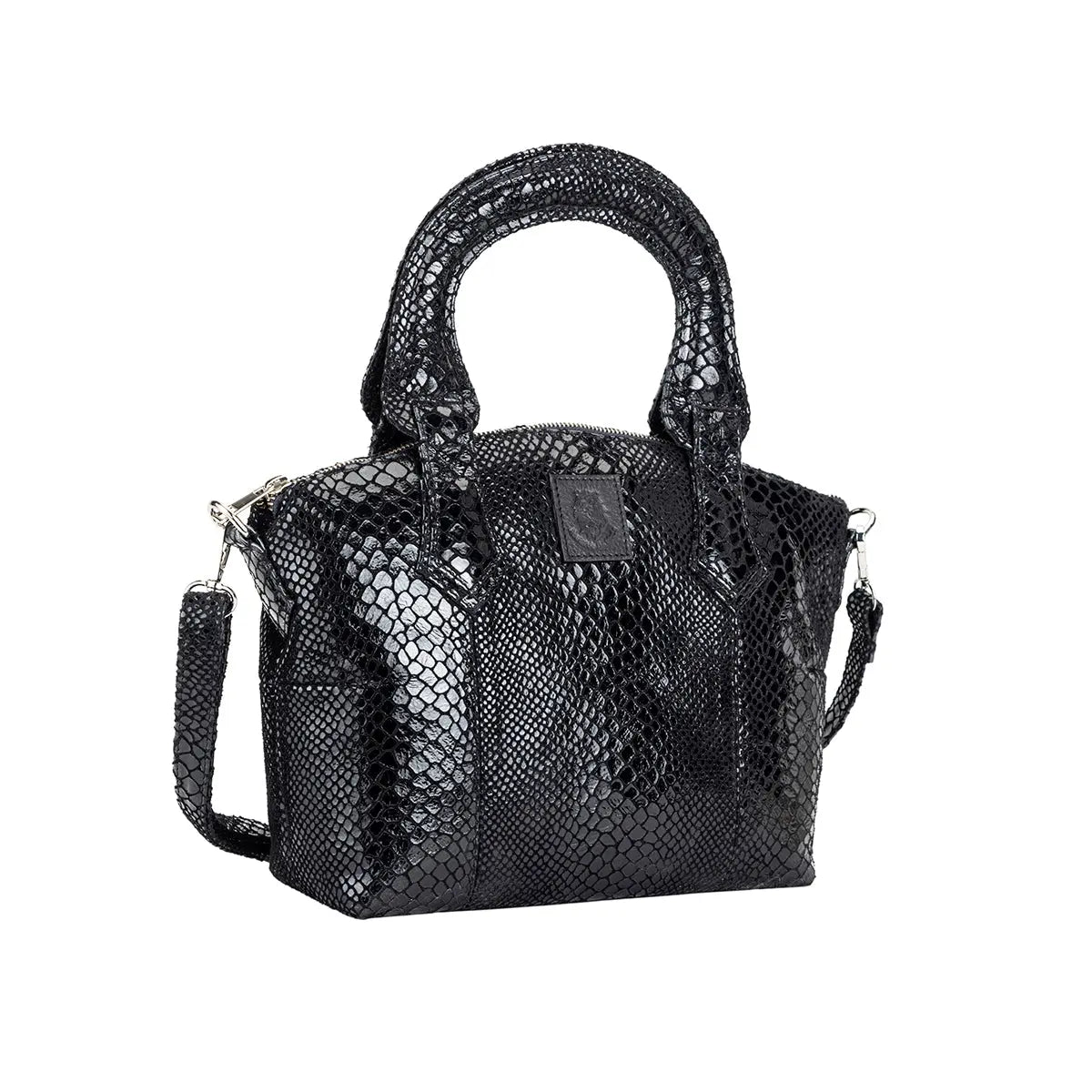 Abelardo Deluxity Black Snake Print Top-Handle Bag Abelardo de moda