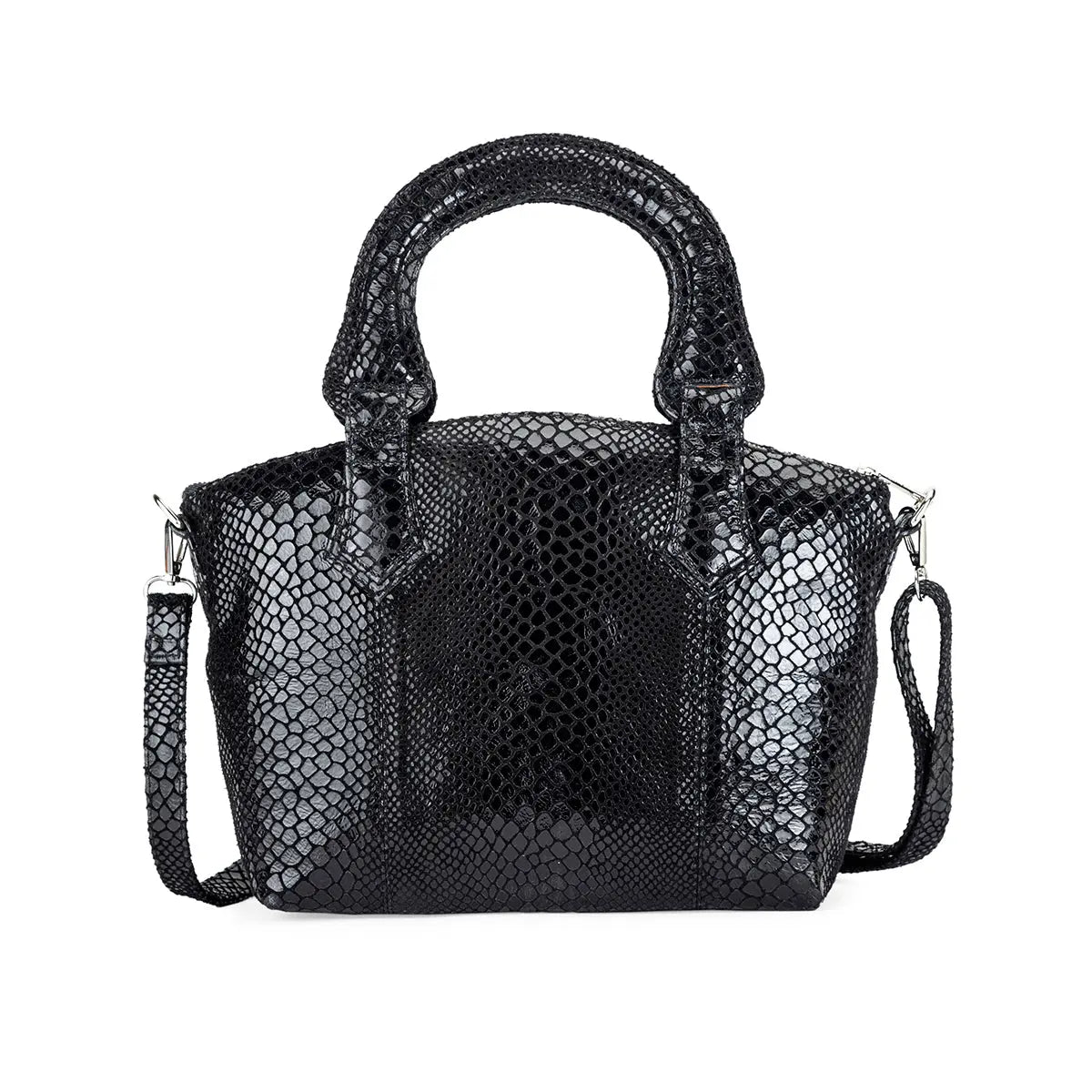 Abelardo Deluxity Black Snake Print Top-Handle Bag Abelardo de moda