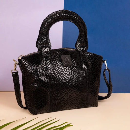 Abelardo Deluxity Black Snake Print Top-Handle Bag Abelardo de moda