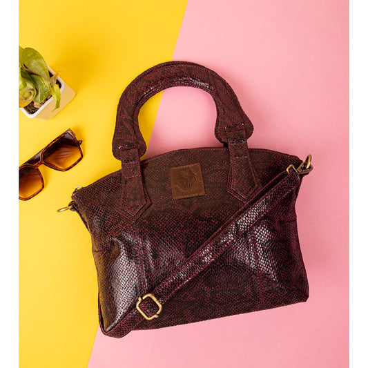 Abelardo Deluxity Wine Snake Print Top-Handle Bag ABELARDO DE MODA