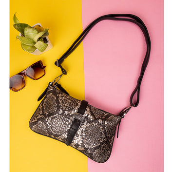 Abelardo Serpenti Black Snake Print Shoulder Bag ABELARDO DE MODA