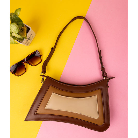 Abelardo Magma Asymmetrical Dark Brown Shoulder Bag ABELARDO DE MODA