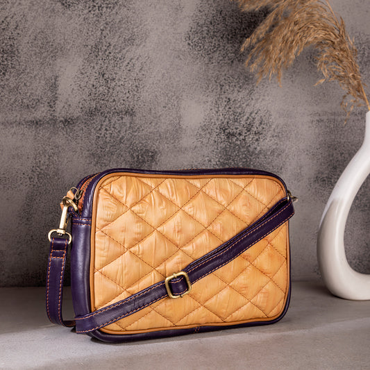 Abelardo Minimilastic Mustard Brown Quilted Sling Bag ABELARDO DE MODA