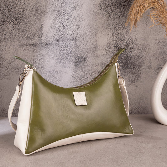Abelardo Maria Olive/White Hobo Bag ABELARDO DE MODA
