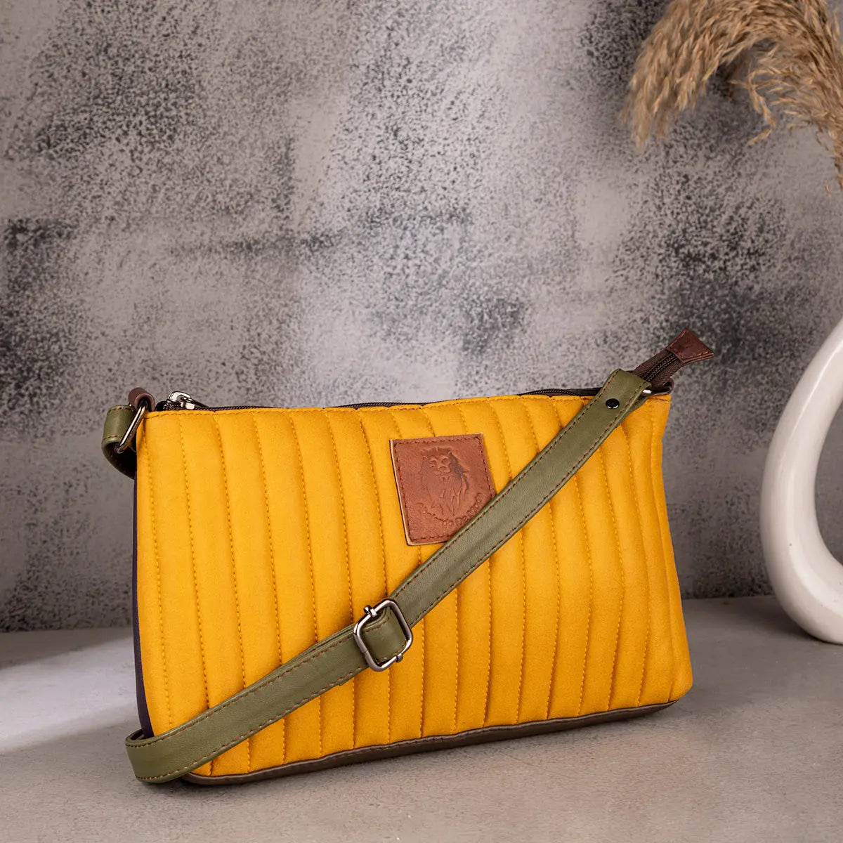 Buy Leather Iconique Mustard Sling Bag Online for Women Abelardo De Moda