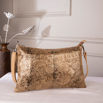 Abelardo Cinzel Beige Metallic Shoulder Bag ABELARDO DE MODA