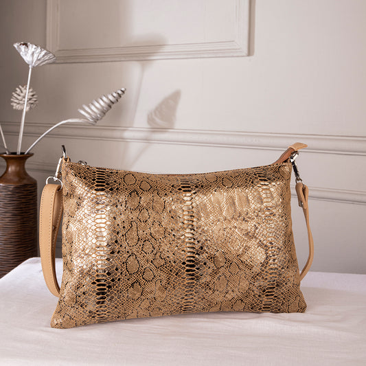 Abelardo Cinzel Beige Metallic Shoulder Bag ABELARDO DE MODA