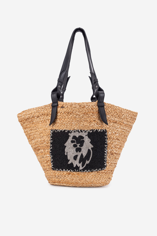 ECO-CONSCIOUS BELLA BEIGE/BLACK SHOULDER BAG ABELARDO DE MODA
