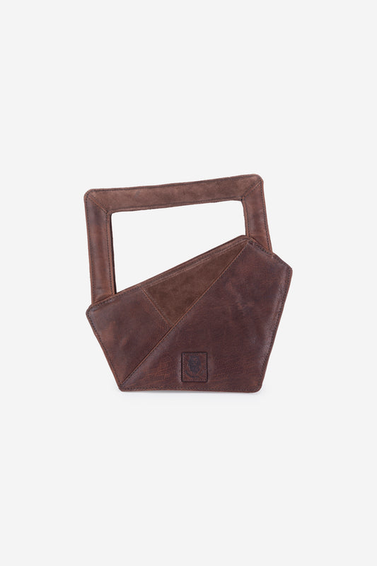 Abelardo Scarlet Brown Geometry Cut Hand Bag ABELARDO DE MODA