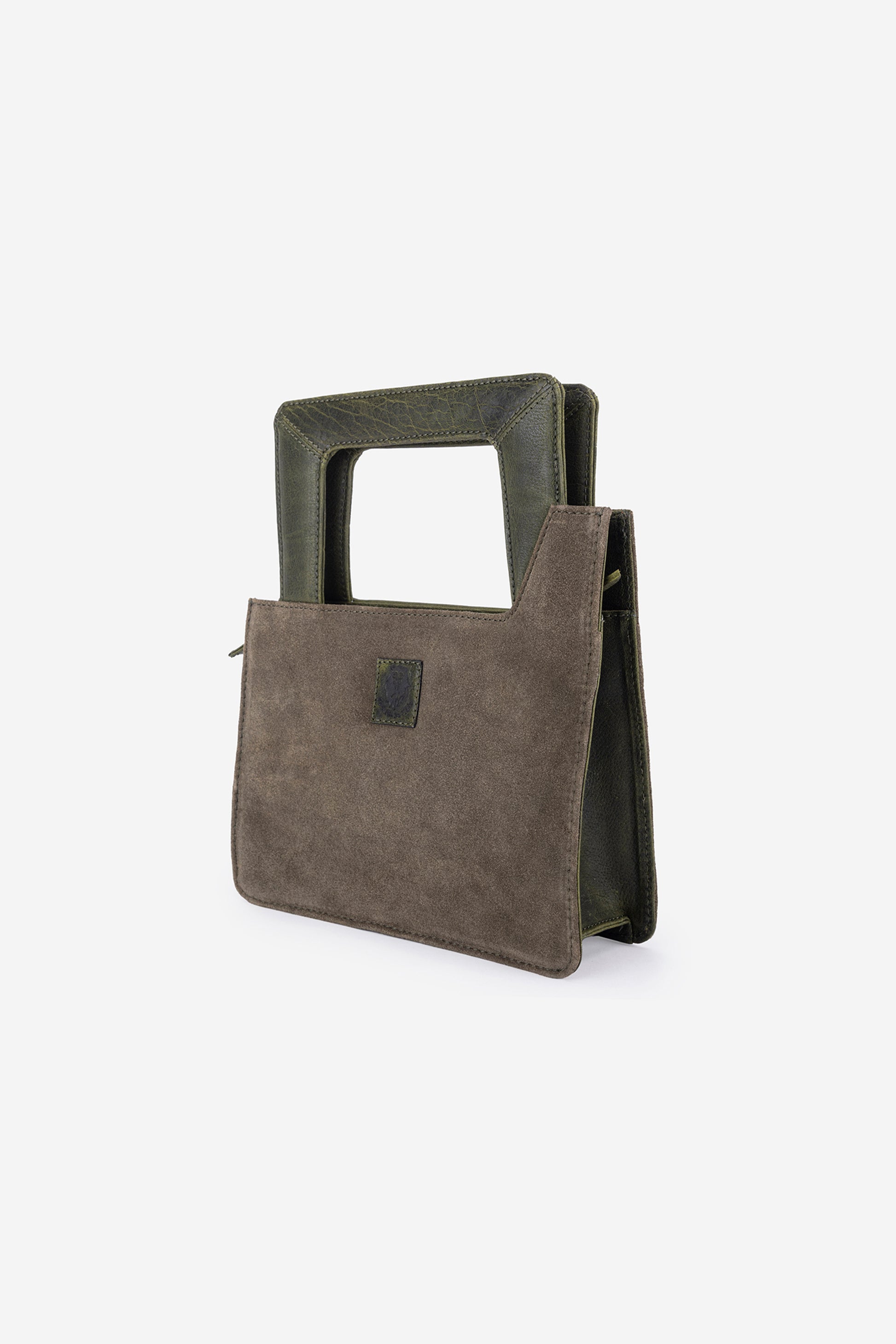 Abelardo Camile Green Leather Geometrical Design Hand Bag ABELARDO DE MODA