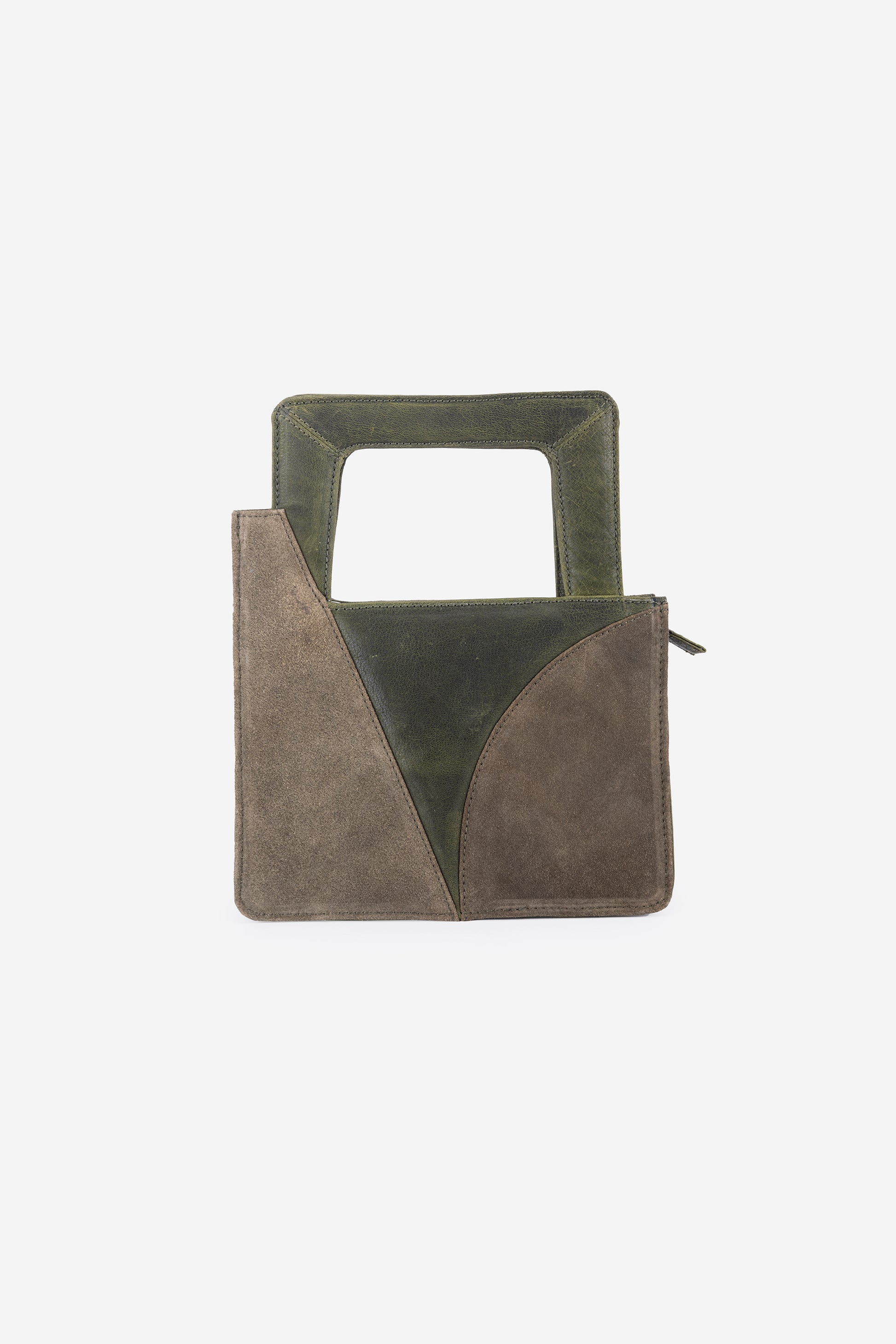 Abelardo Camile Green Leather Geometrical Design Hand Bag ABELARDO DE MODA