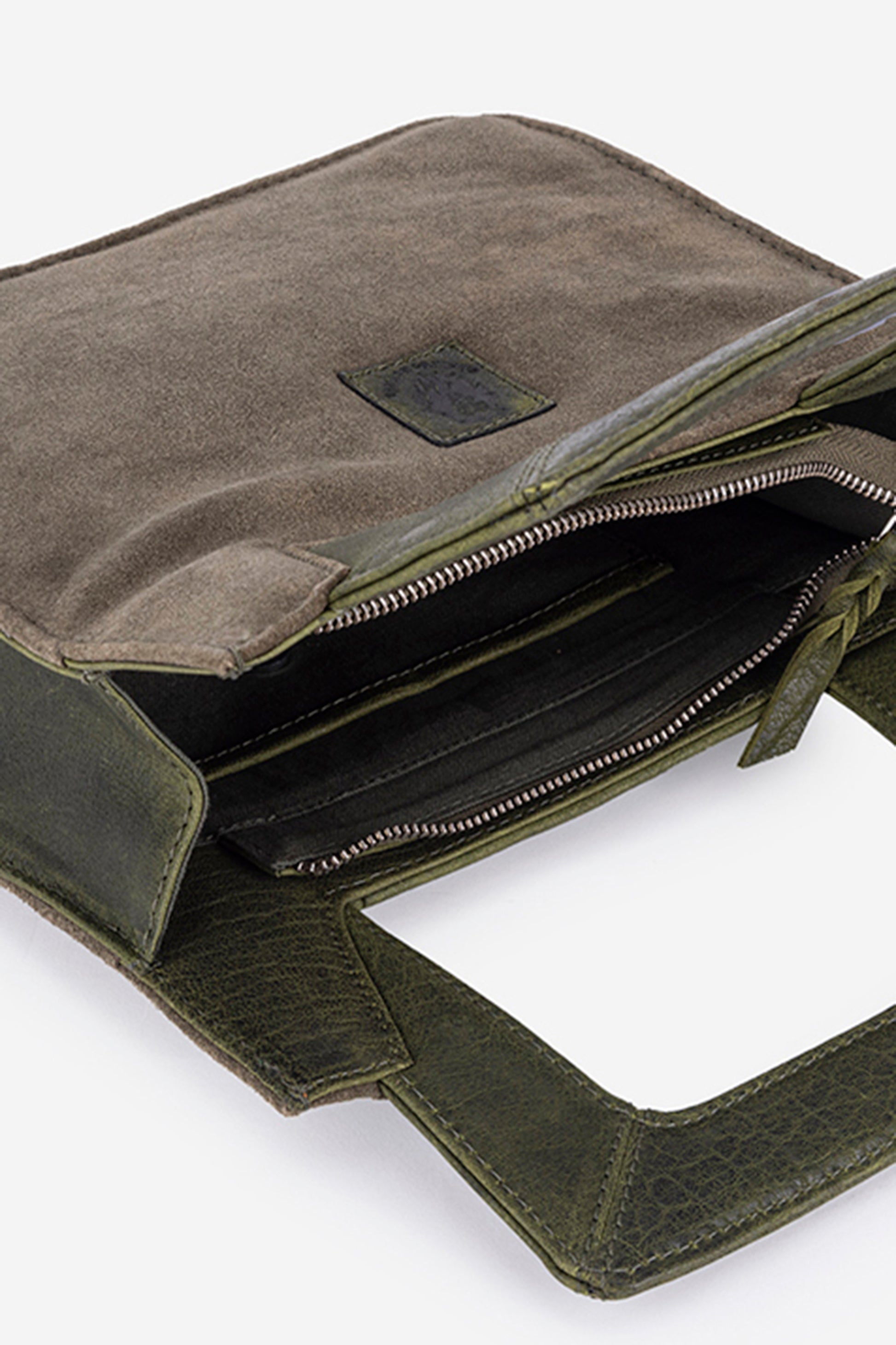 Abelardo Camile Green Leather Geometrical Design Hand Bag ABELARDO DE MODA