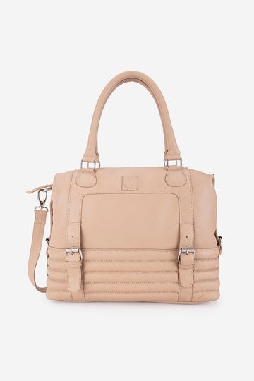 Brandy Beige Leather Handbag ABELARDO DE MODA