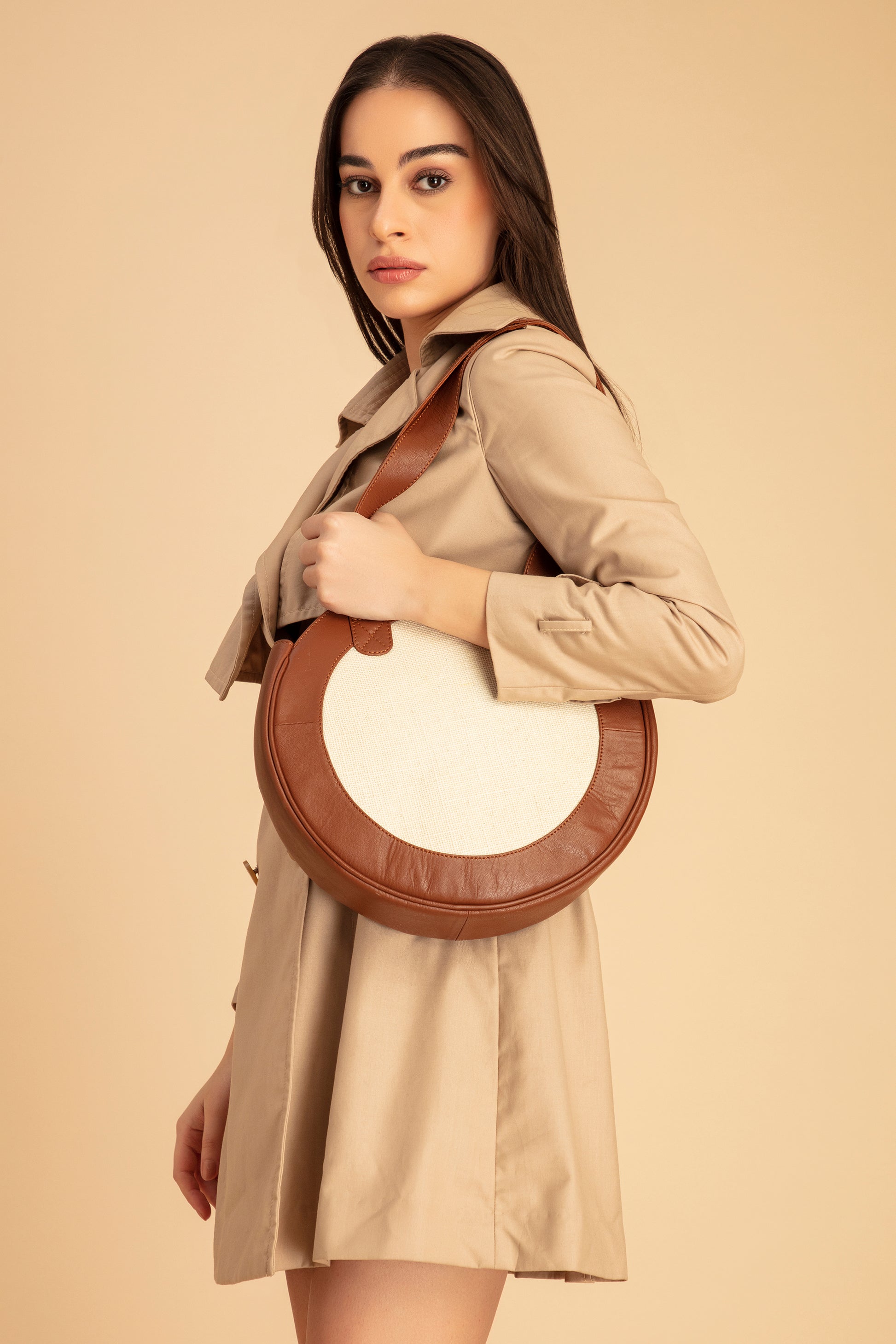 Abelardo Tia Ivory & Brown Shoulder Bag ABELARDO DE MODA