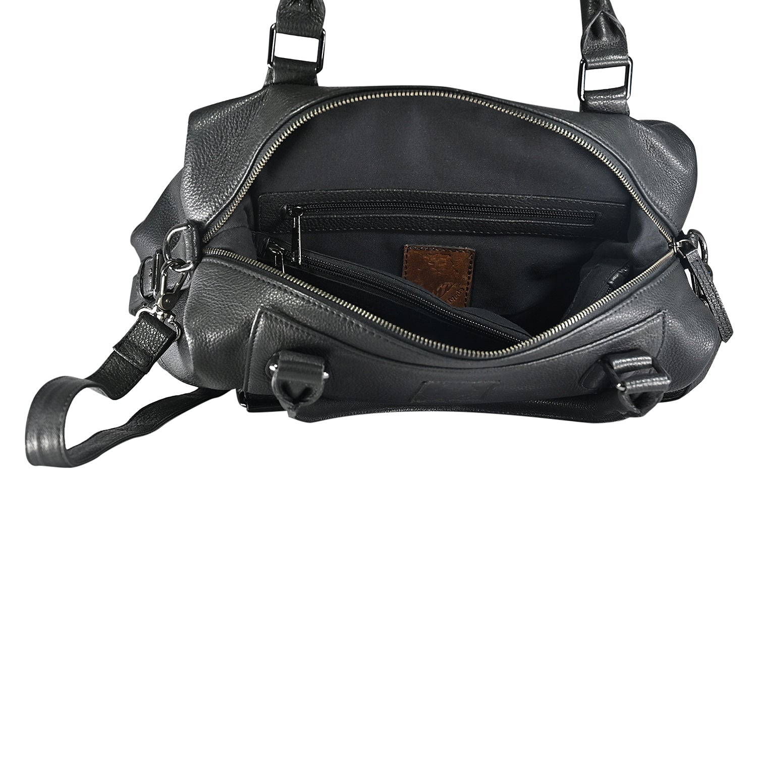 Brandy Black Leather Handbag ABELARDO DE MODA