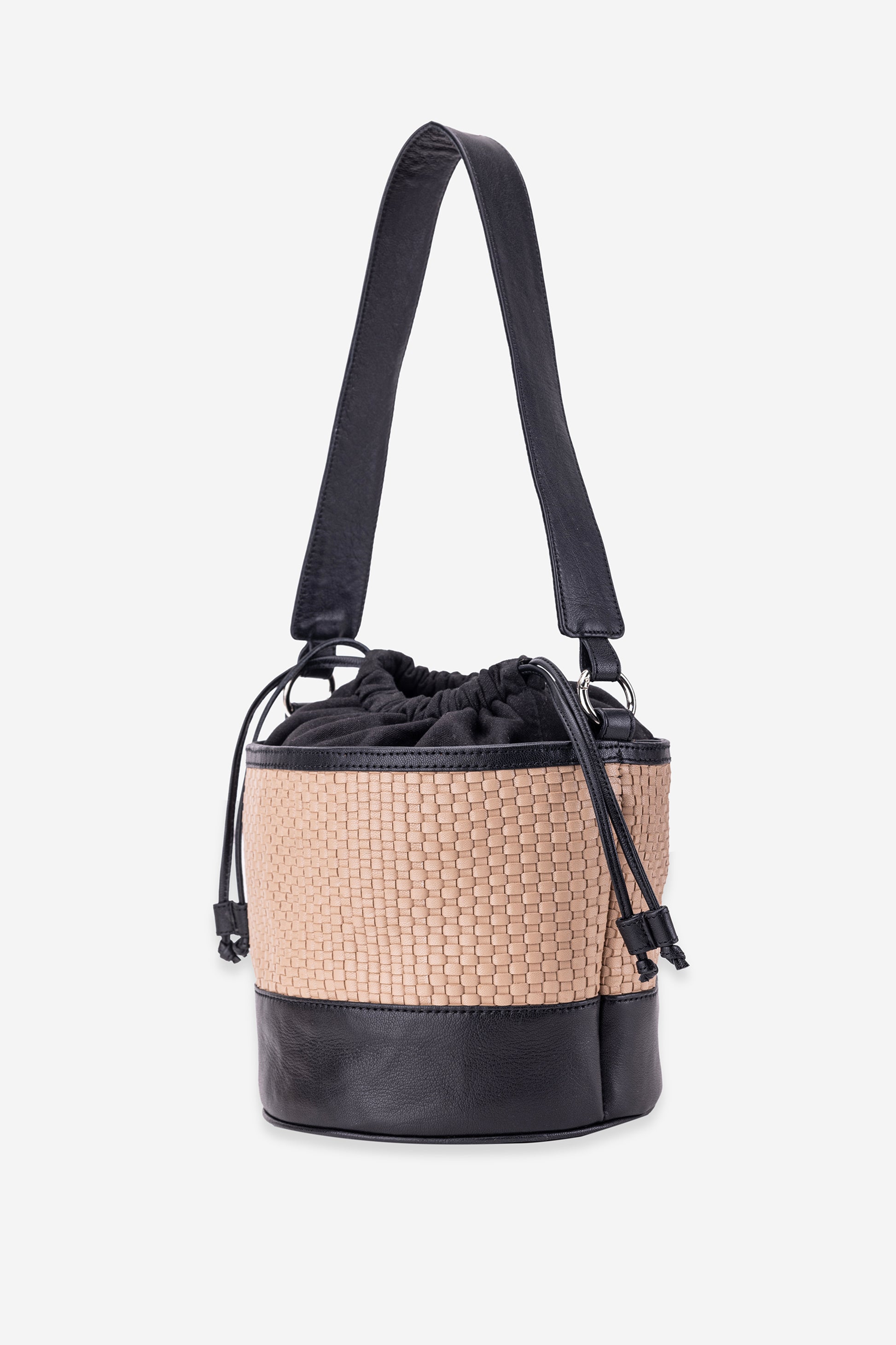Abelardo Erika Beige & Black Shoulder Bucket Bag ABELARDO DE MODA