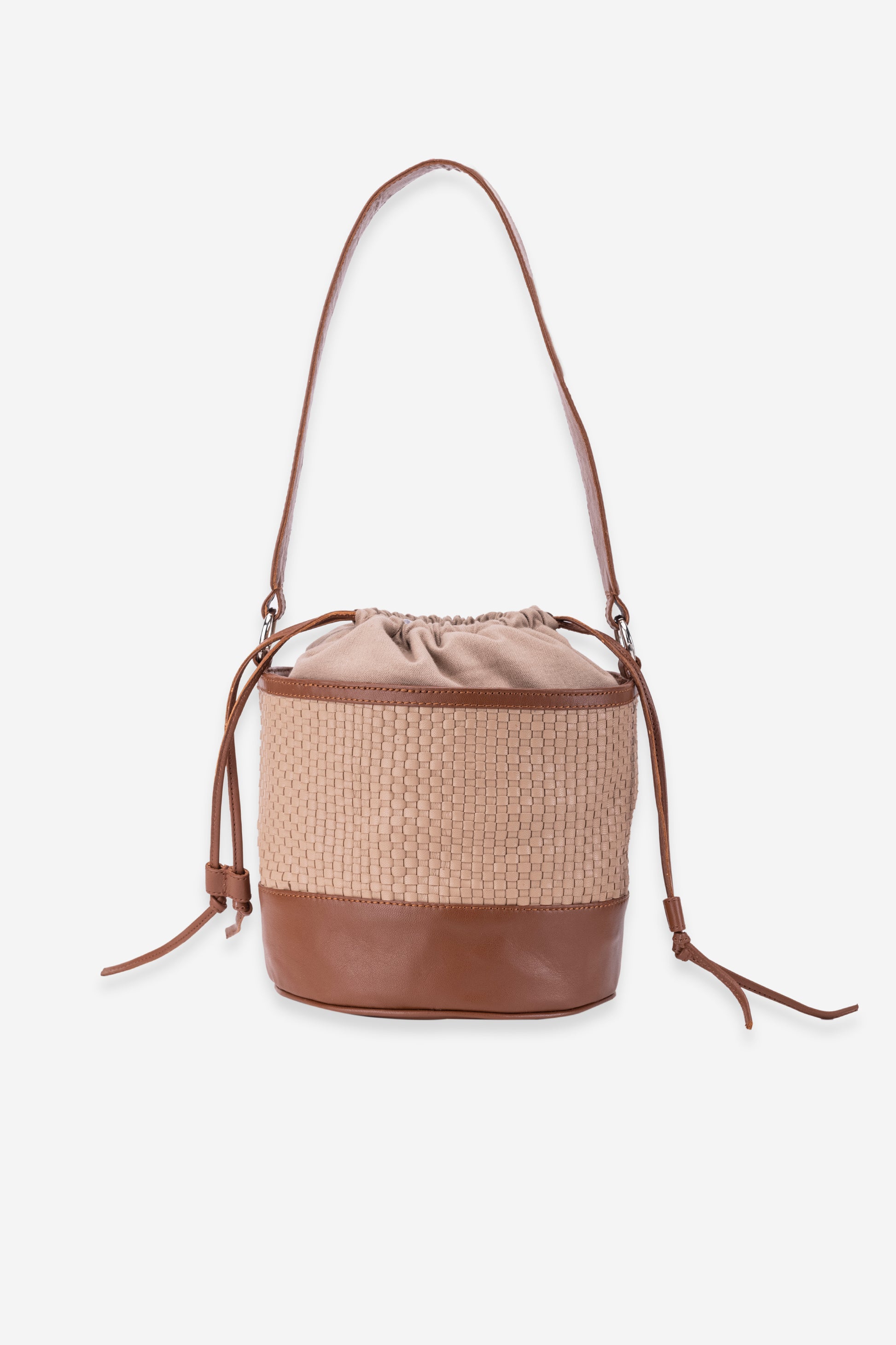 Abelardo Erika Beige & Brown Shoulder Bucket Bag ABELARDO DE MODA