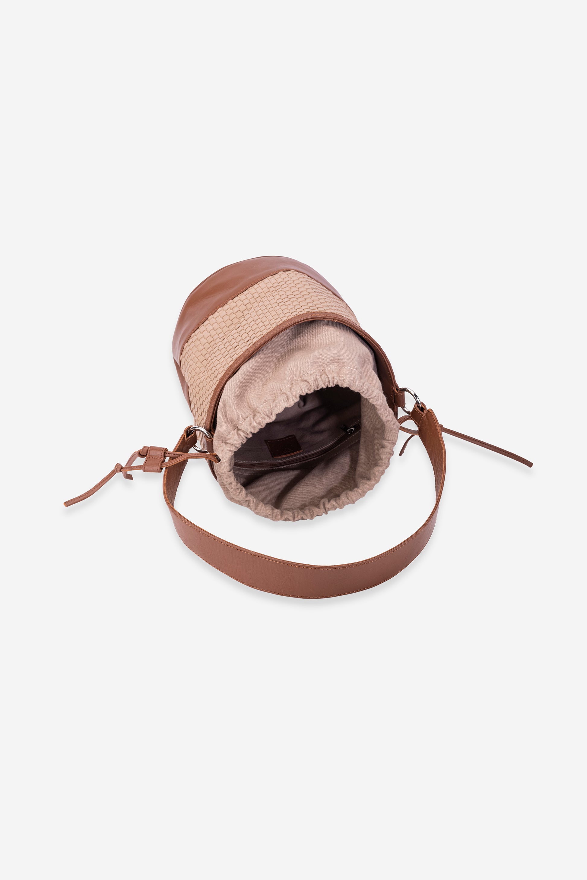 Abelardo Erika Beige & Brown Shoulder Bucket Bag ABELARDO DE MODA