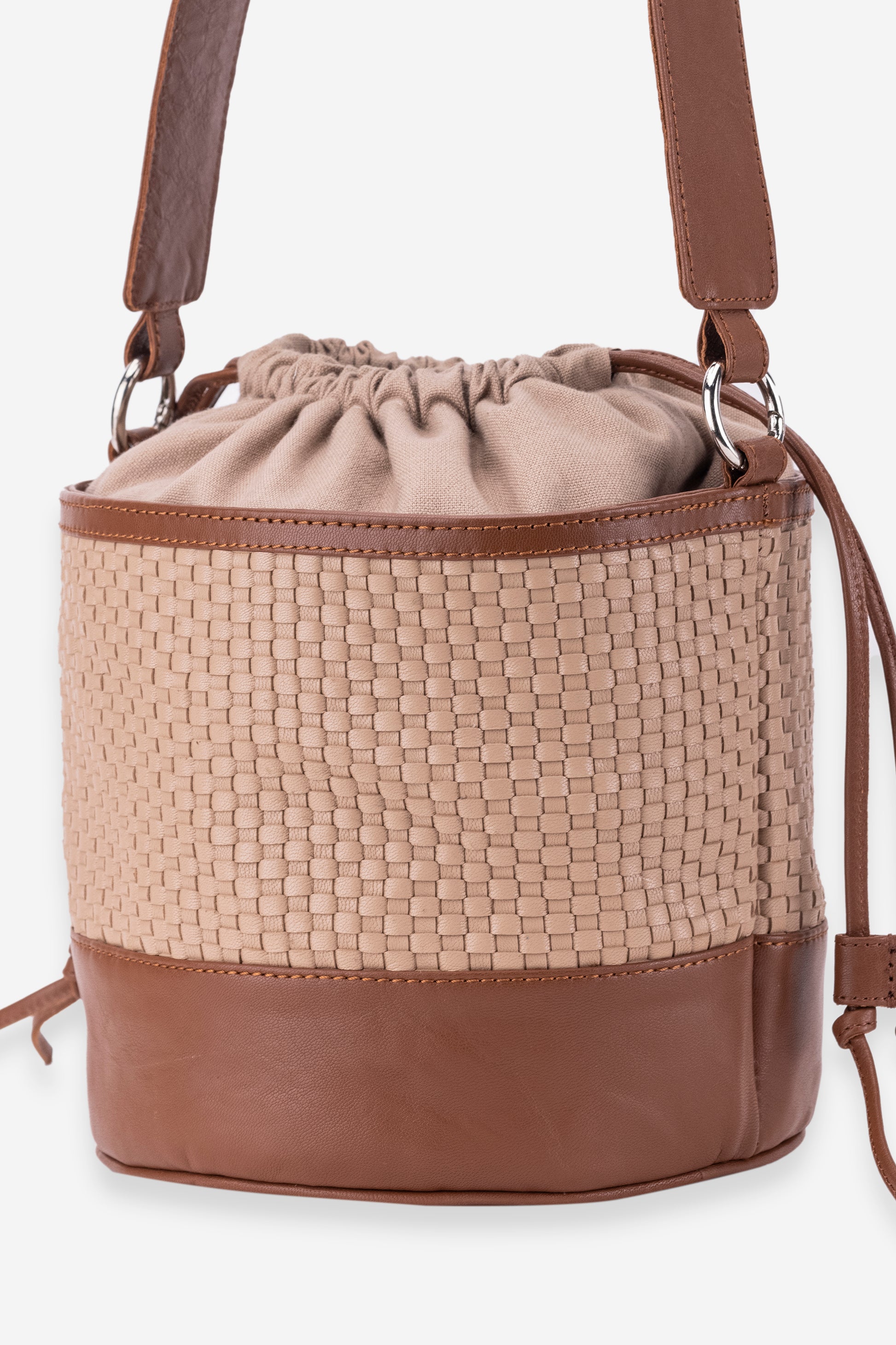 Abelardo Erika Beige & Brown Shoulder Bucket Bag ABELARDO DE MODA