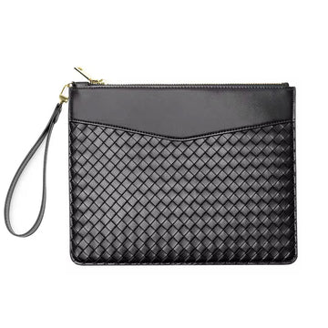 Hayami Black Braided Leather Laptop Sleeve with Zipper – Handcrafted in India for MacBook & 13–16″ Laptops, Premium Protection Case