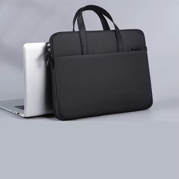 Sylvie Black Genuine Leather Laptop Sleeve – Slim, Elegant & Durable, Handcrafted in India for MacBook & 14–16″ Laptops