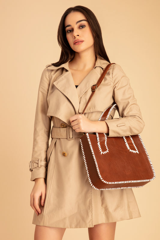 Abelardo Paloma Brown-White Tote Bag ABELARDO DE MODA