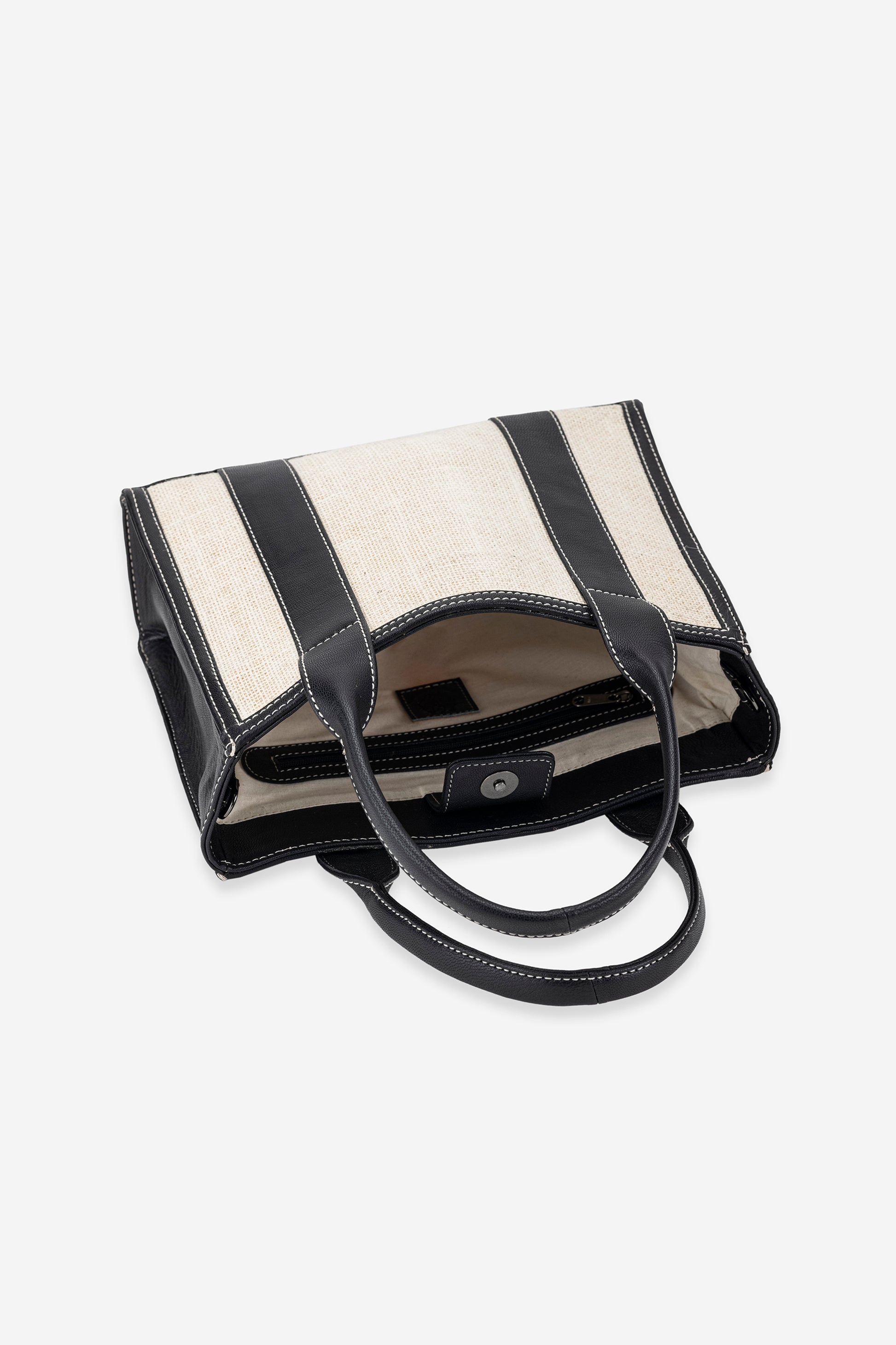 Abelardo Rae Ivory-Dark Brown Leather Handbag ABELARDO DE MODA