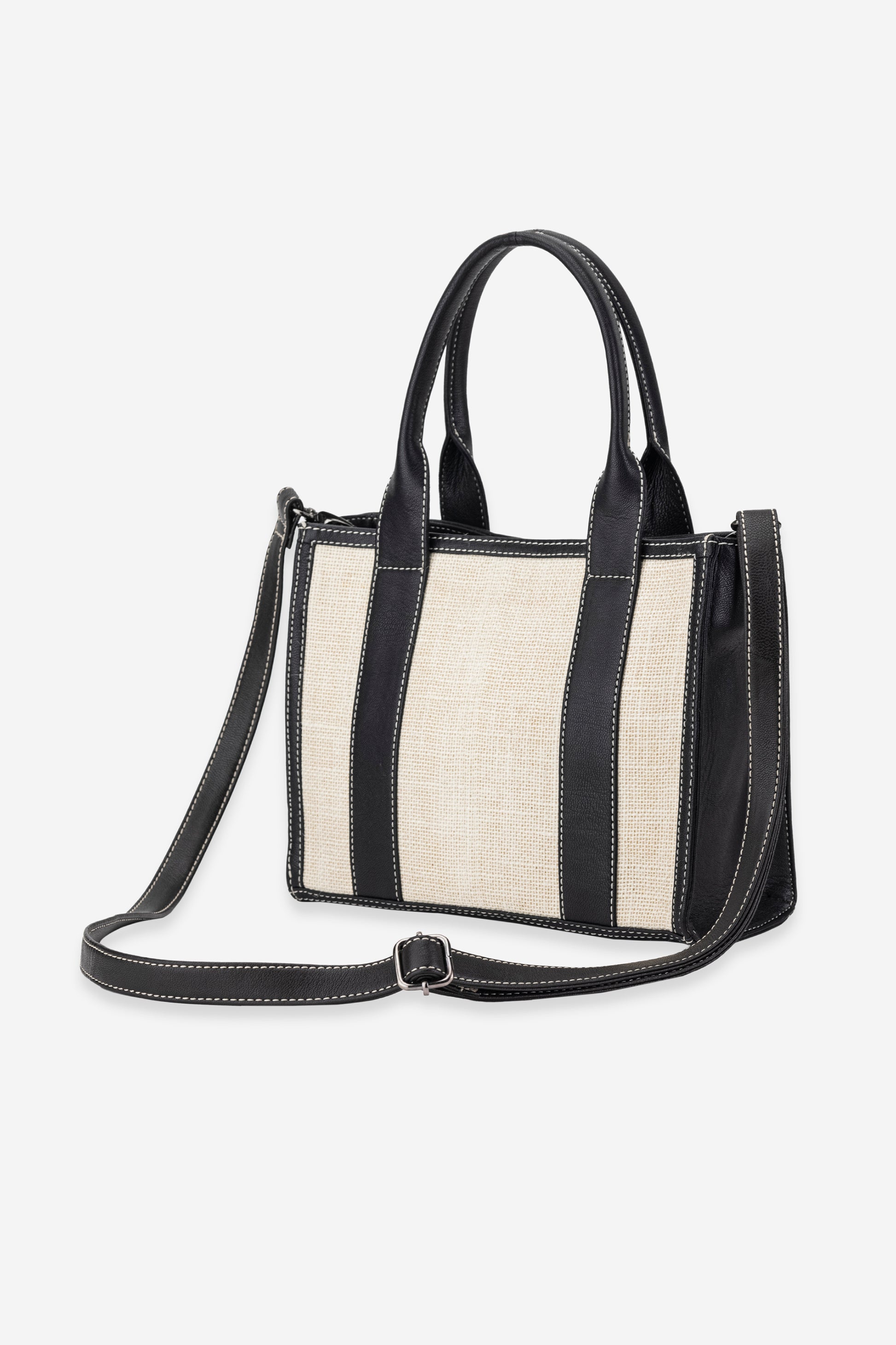 Abelardo Rae Ivory-Dark Brown Leather Handbag ABELARDO DE MODA