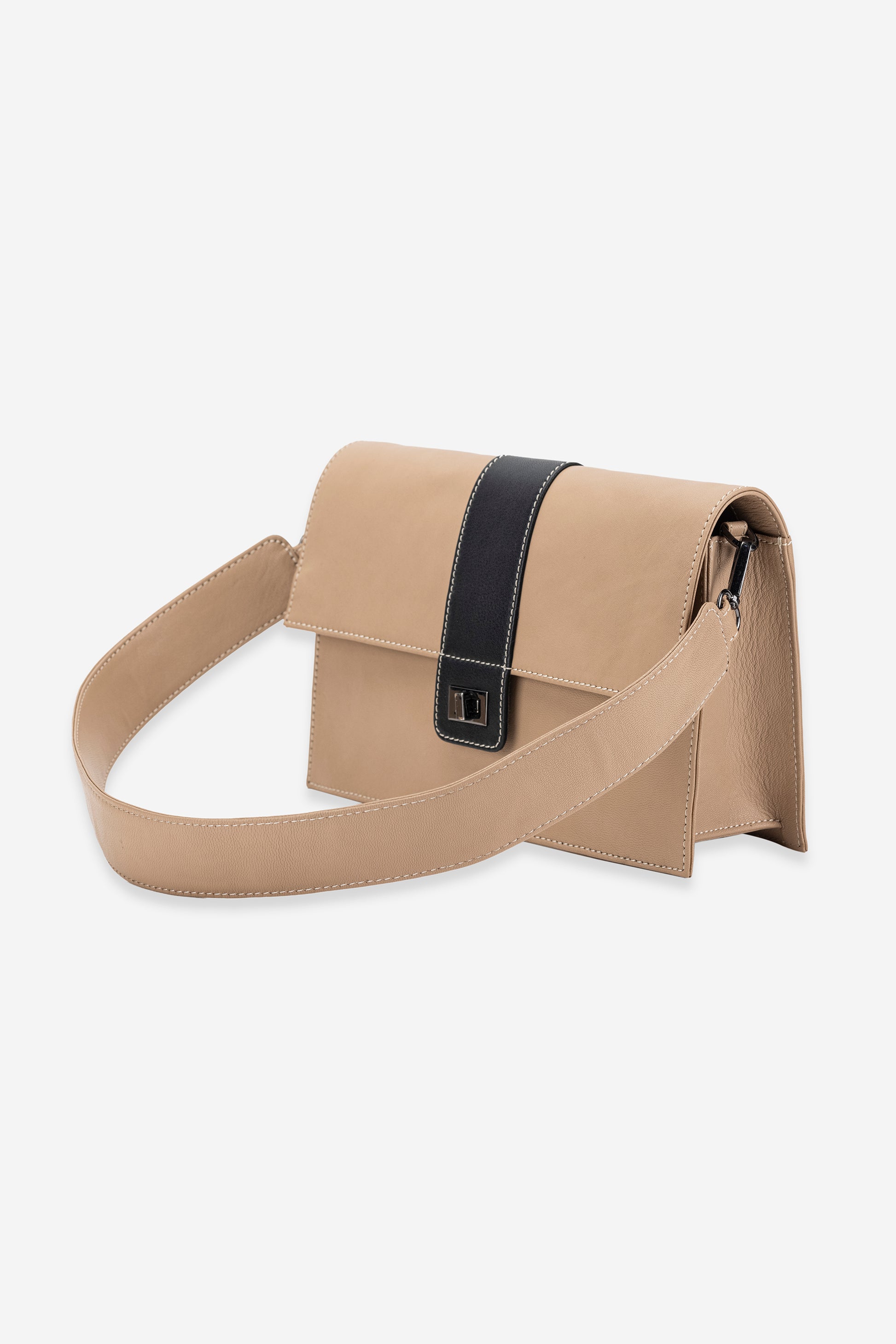 Abelardo Valencia Beige & Black Shoulder Bag Abelardo de moda