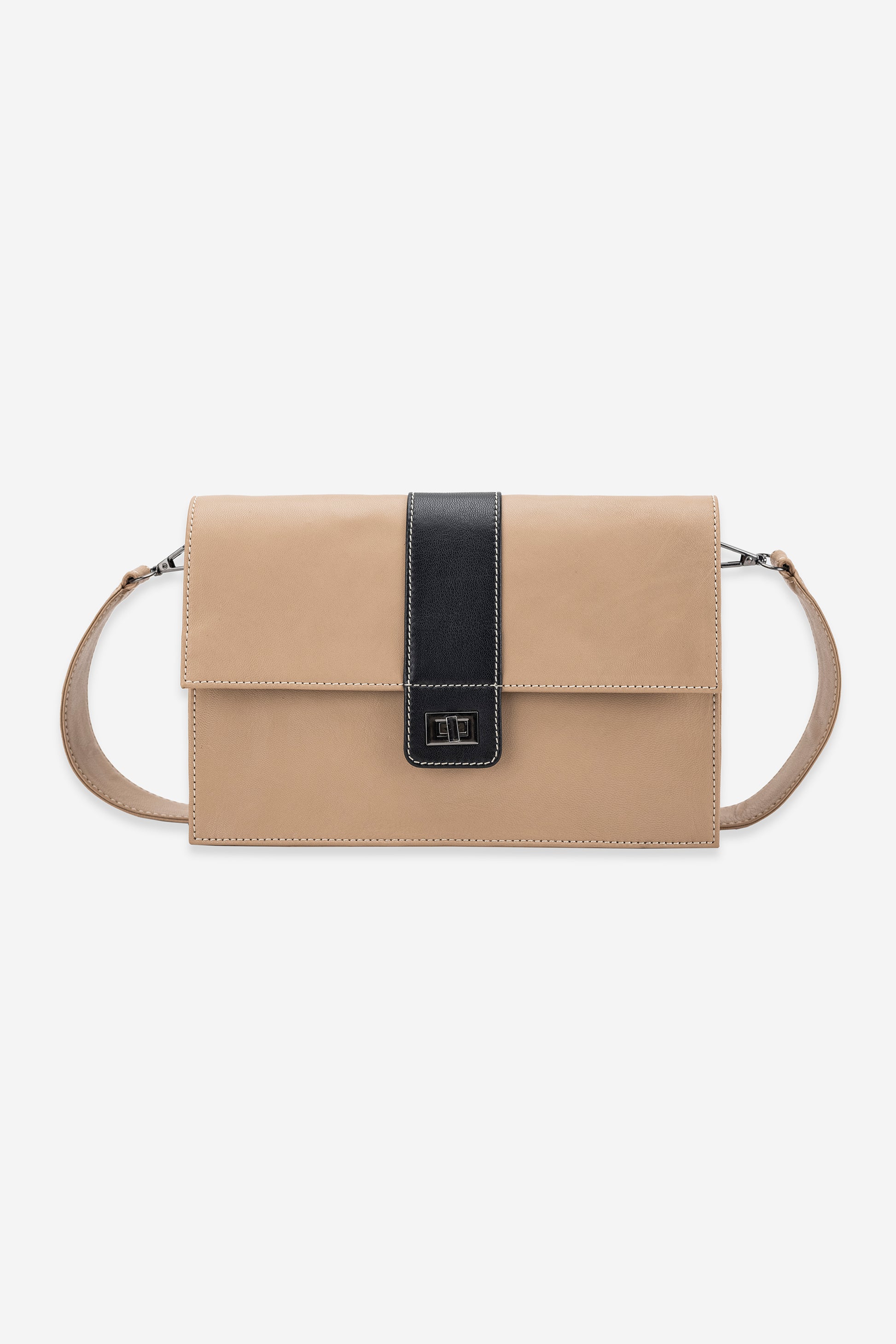 Abelardo Valencia Beige & Black Shoulder Bag Abelardo de moda