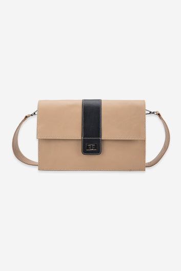 Abelardo Valencia Beige & Black Shoulder Bag Abelardo de moda