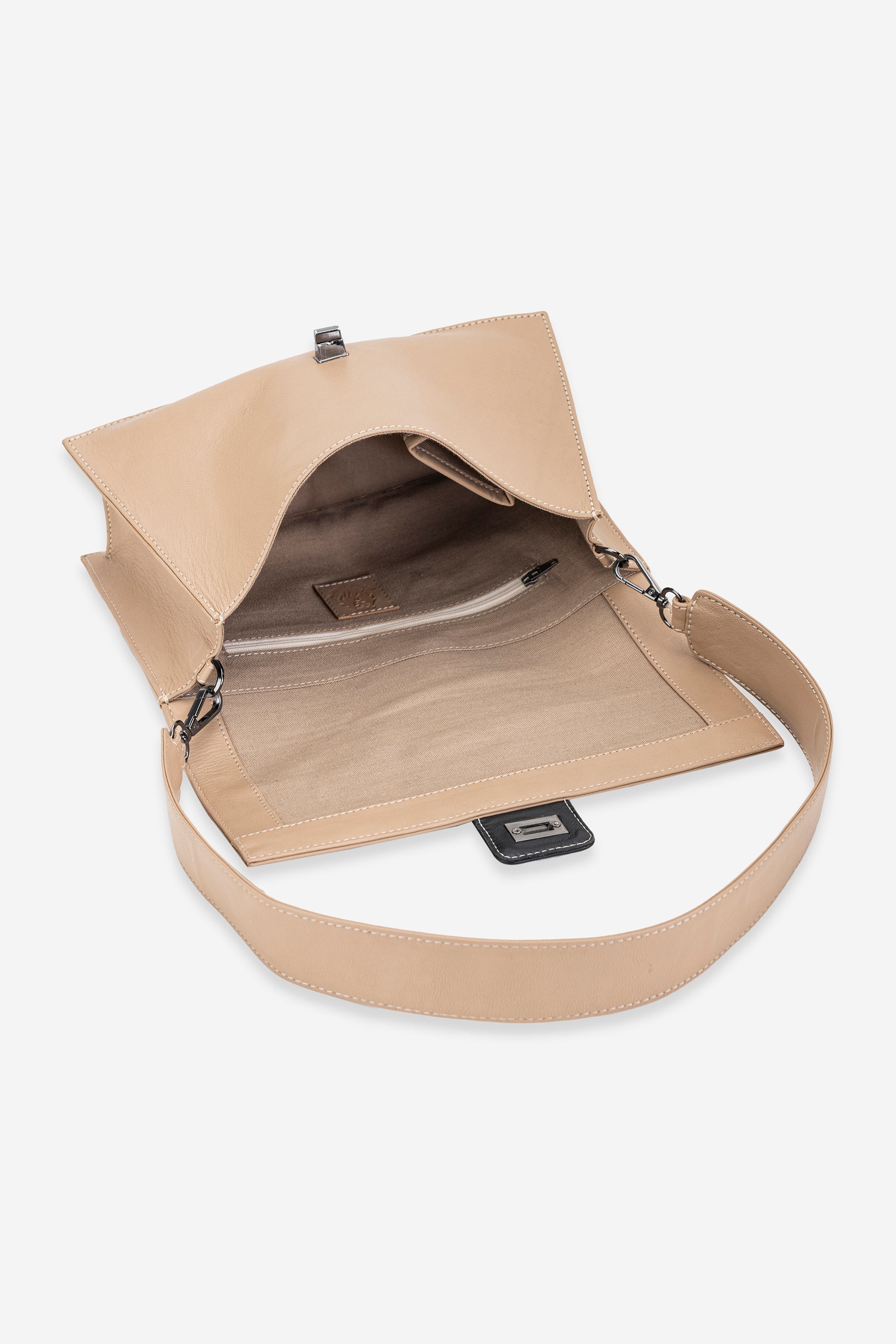 Abelardo Valencia Beige & Black Shoulder Bag Abelardo de moda
