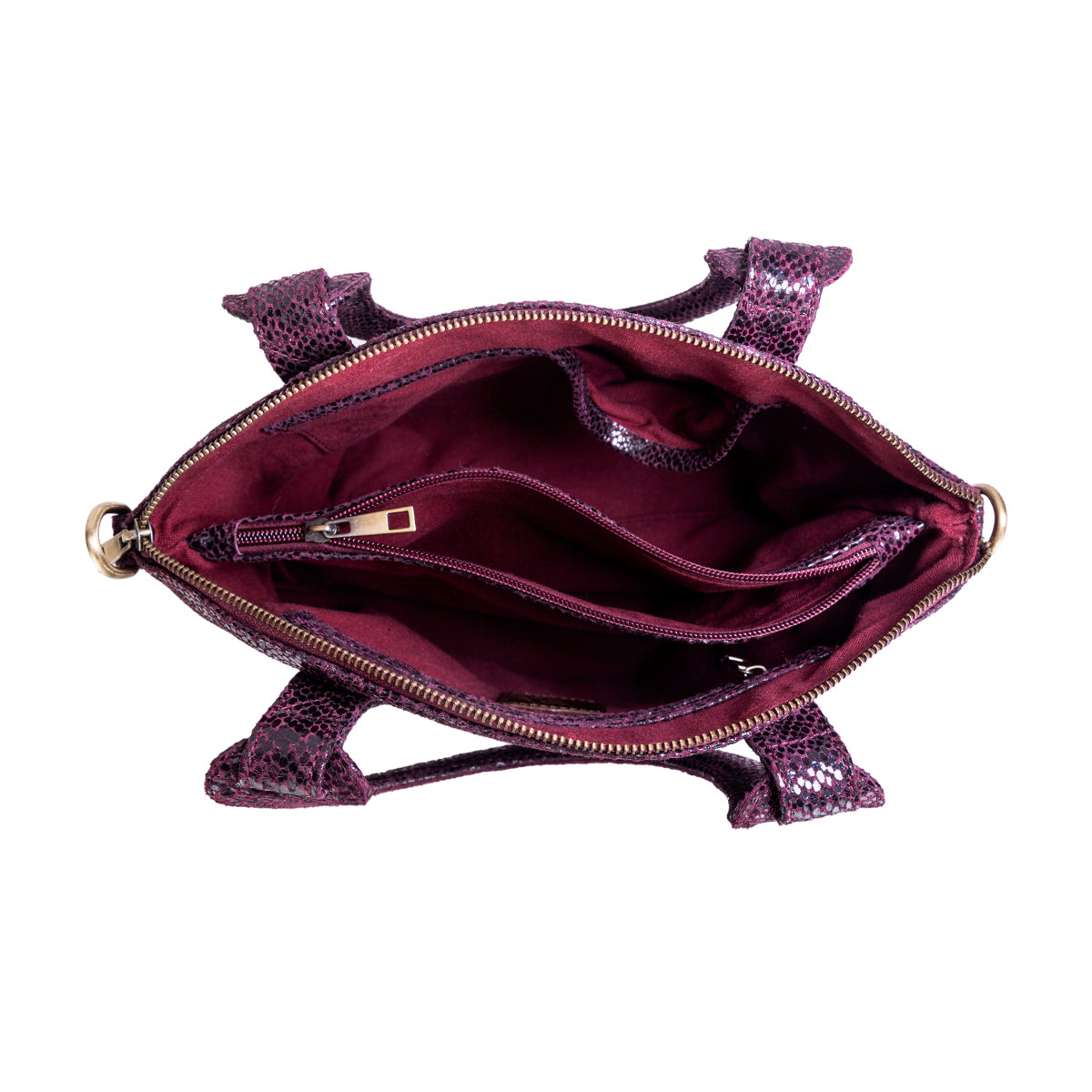 Abelardo Deluxity Wine Snake Print Top-Handle Bag