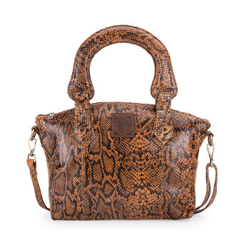 Abelardo Deluxity Brown Snake Print Top-Handle Bag