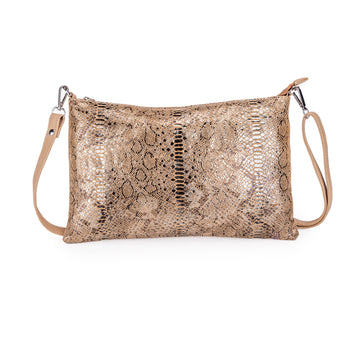 Abelardo Cinzel Beige Metallic Shoulder Bag