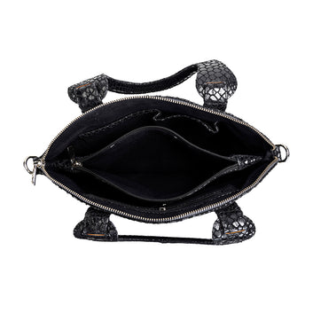 Abelardo Deluxity Black Snake Print Top-Handle Bag